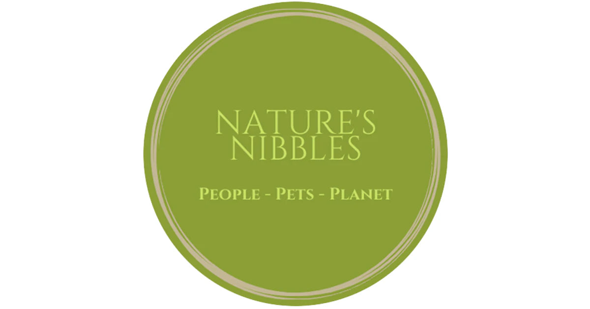 Green circular logo with 'Nature's Nibbles' text on a white background